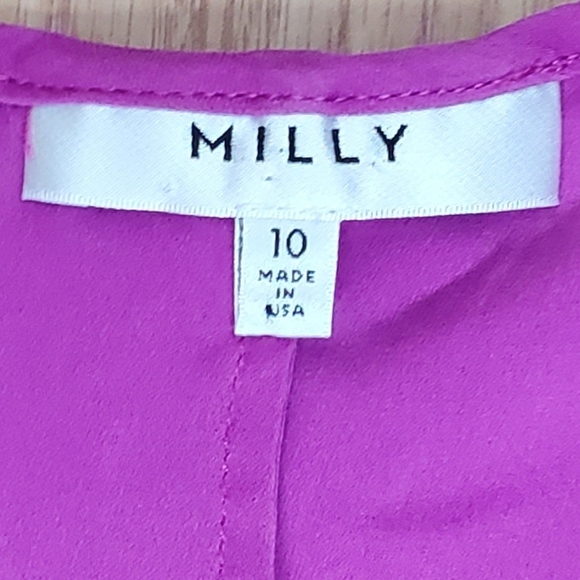 Milly size 10 silk blend  v neck short dolman sleeve top blouse magenta fuchsia - Picture 11 of 12